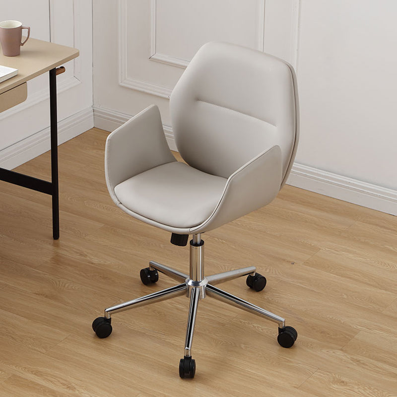 Armless Chair Leather Adjustable Seat Height Swivel Chair with Wheels