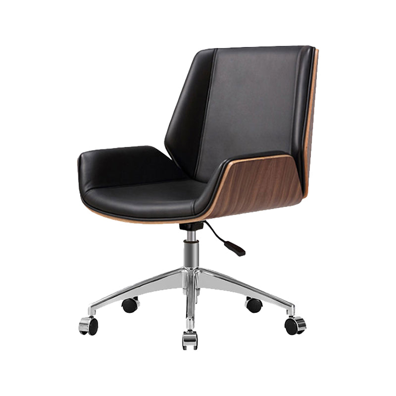 Armless Desk Chair Slide Modern Adjustable Seat Height Chair with Wheels