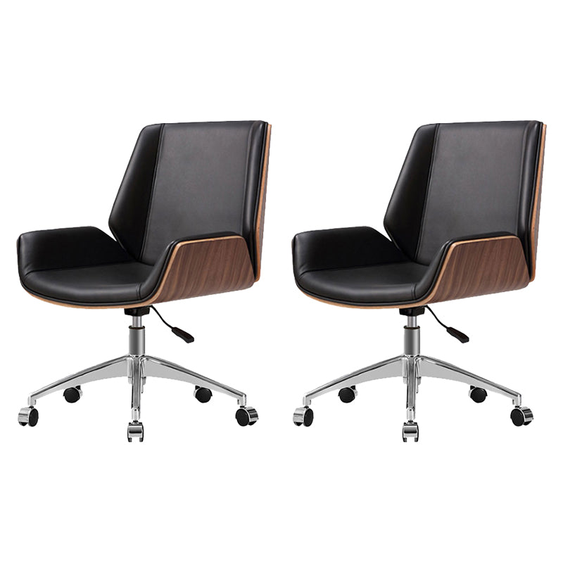 Armless Desk Chair Slide Modern Adjustable Seat Height Chair with Wheels