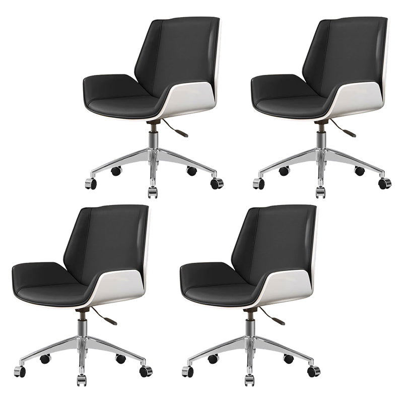 Armless Desk Chair Slide Modern Adjustable Seat Height Chair with Wheels