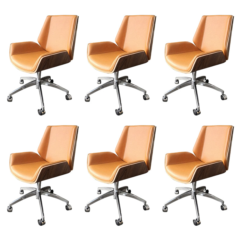 Armless Desk Chair Slide Modern Adjustable Seat Height Chair with Wheels