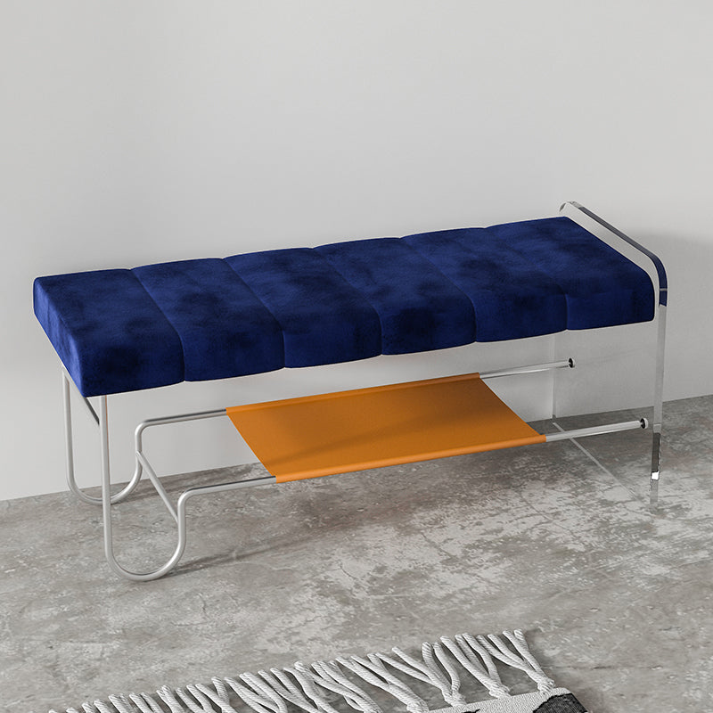 Modern Seating Bench Cushioned Metal Entryway Bench , 16-inch Width