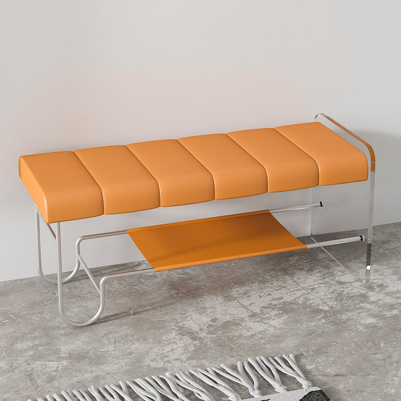 Modern Seating Bench Cushioned Metal Entryway Bench , 16-inch Width