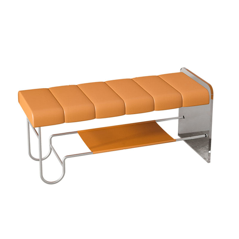 Modern Seating Bench Cushioned Metal Entryway Bench , 16-inch Width