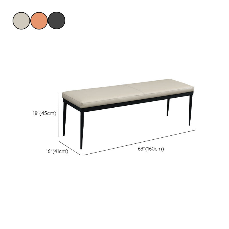 Contemporary Upholstered Bench Rectangle Home Bench with Metal Legs