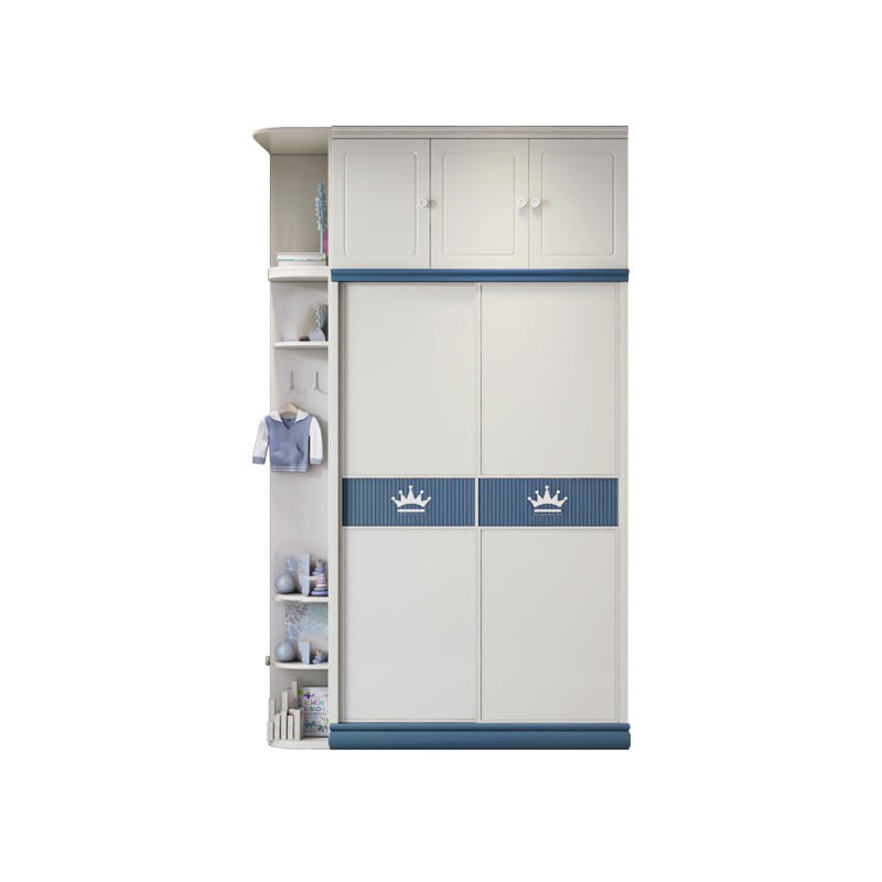 Modern Style Kids Closet Manufactured Wood Bedroom Youth Armoire with Sliding Door