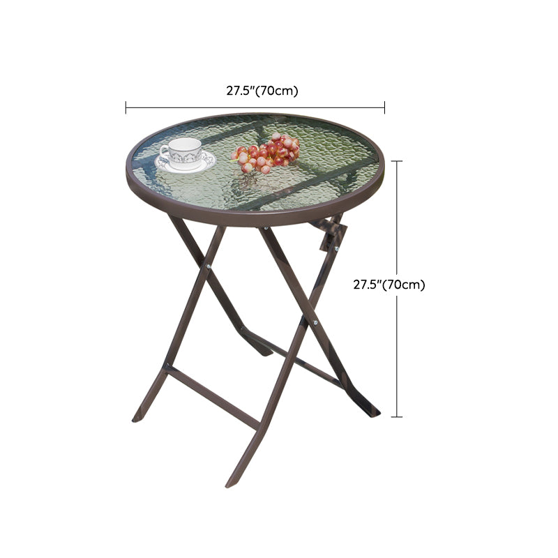 Industrial Dining Table Glass Clear Rust Resistant Patio Table