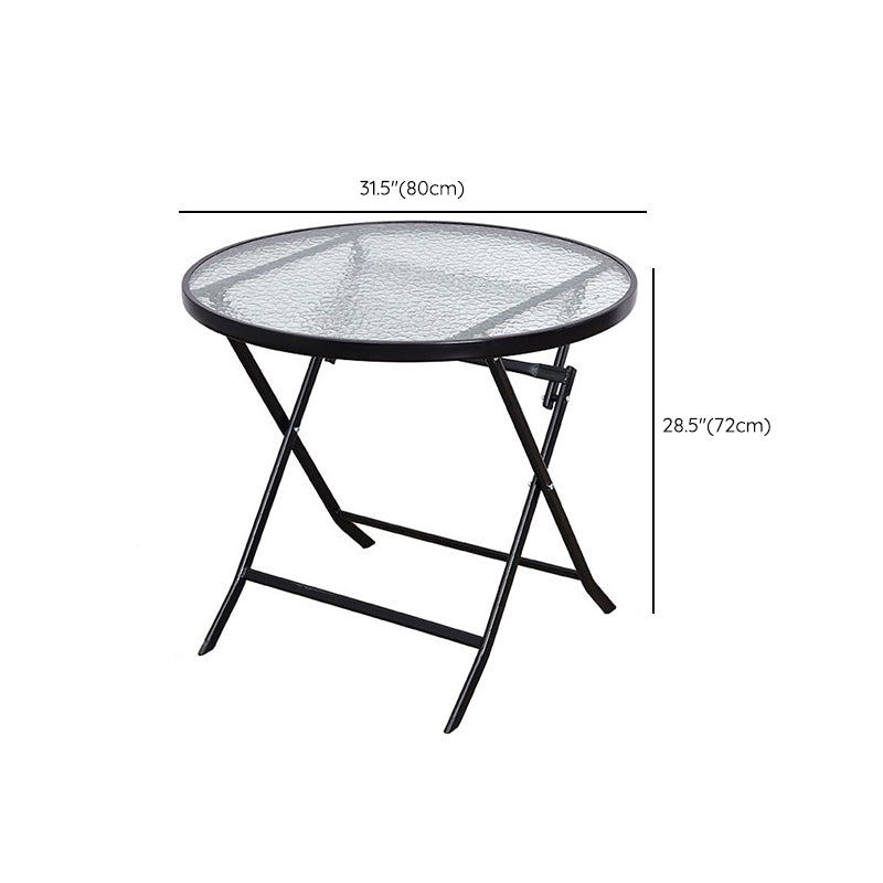 Foldable Tempered Glass Patio Table Contemporary Water Resistant Patio Table