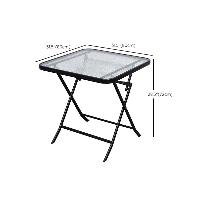 Foldable Tempered Glass Patio Table Contemporary Water Resistant Patio Table