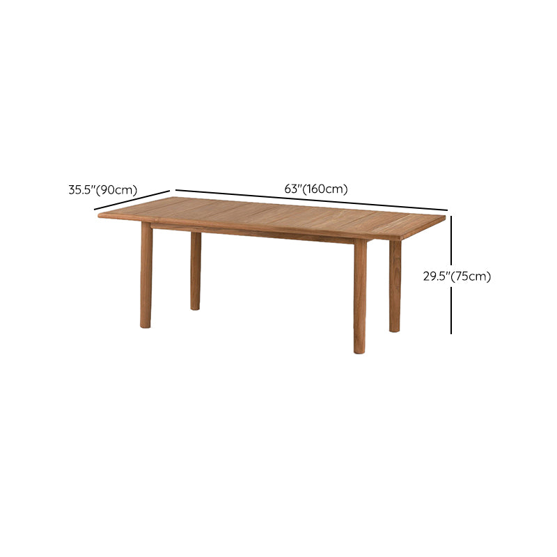 Solid Wood Top Patio Table Contemporary Patio Table with 4 Legs