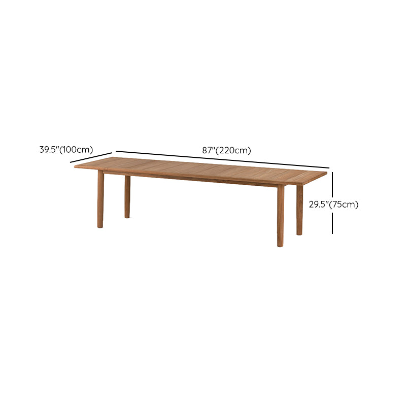 Solid Wood Top Patio Table Contemporary Patio Table with 4 Legs