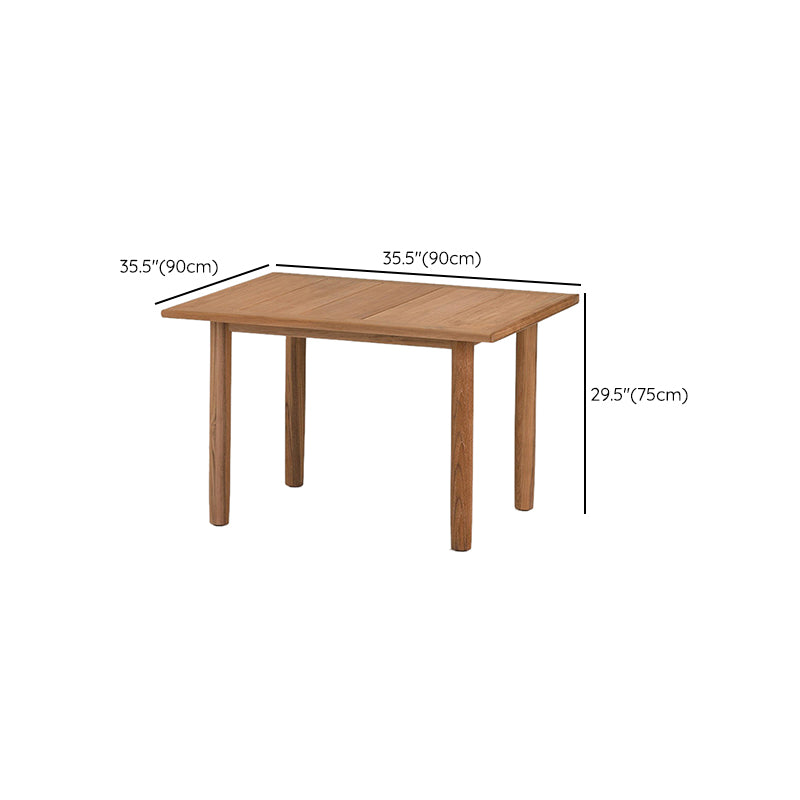 Solid Wood Top Patio Table Contemporary Patio Table with 4 Legs