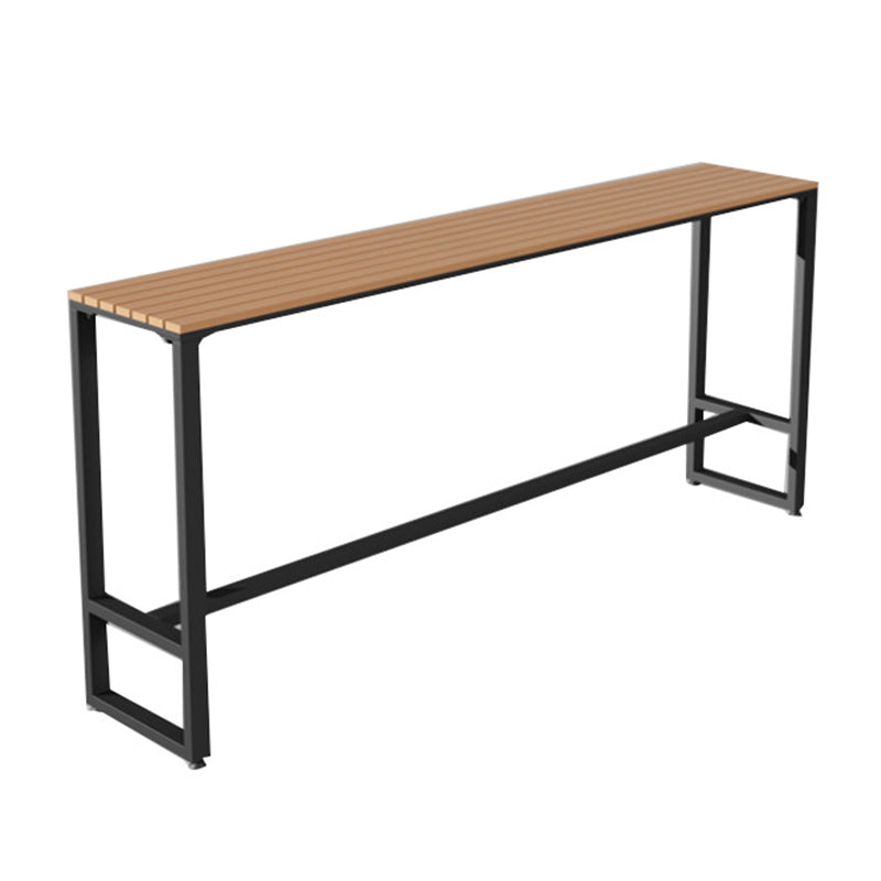 Industrial Water Resistant Bar Table Rectangle Brown Wood Patio Table