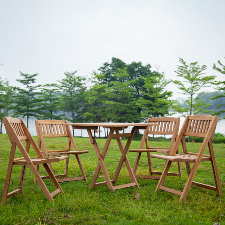 Contemporary Outdoor Foldable Patio Table Teak Solid Wood Coffee Table