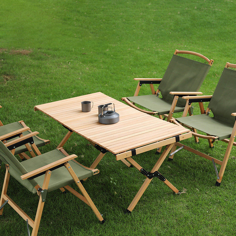 Industrial Foldable Camping Table Beech Solid Wood Removable Camping Table