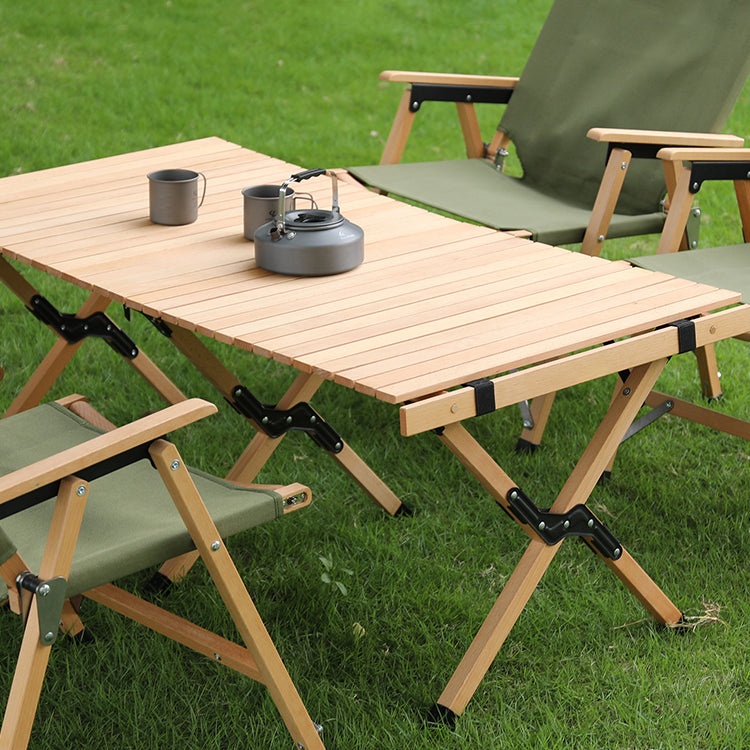 Industrial Foldable Camping Table Beech Solid Wood Removable Camping Table