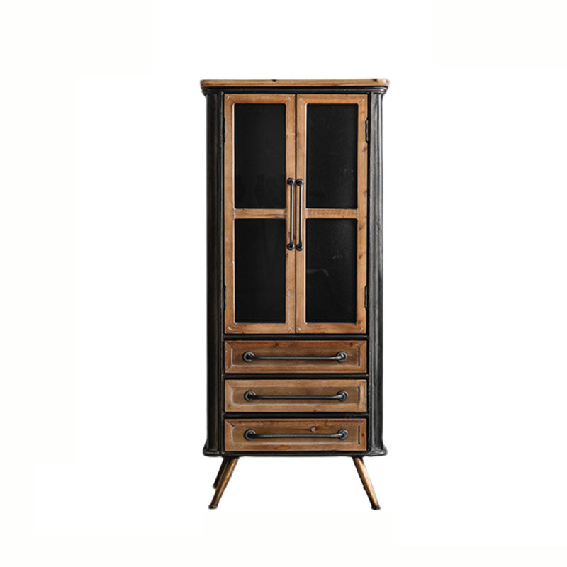 Glass Doors Display Stand Solid Wood Traditional Curio Cabinet