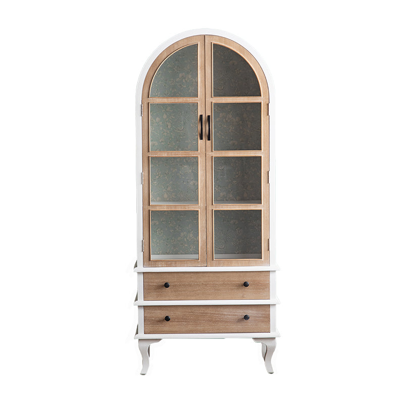 Glass Doors Display Stand Solid Wood Traditional Curio Cabinet