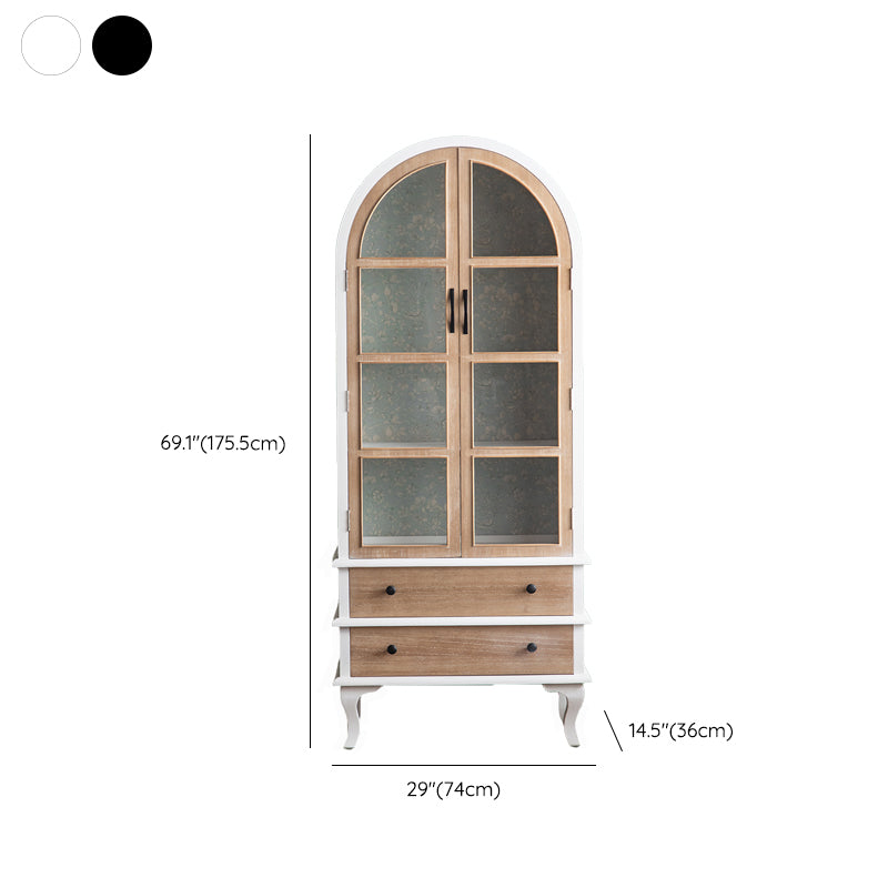 Glass Doors Display Stand Solid Wood Traditional Curio Cabinet