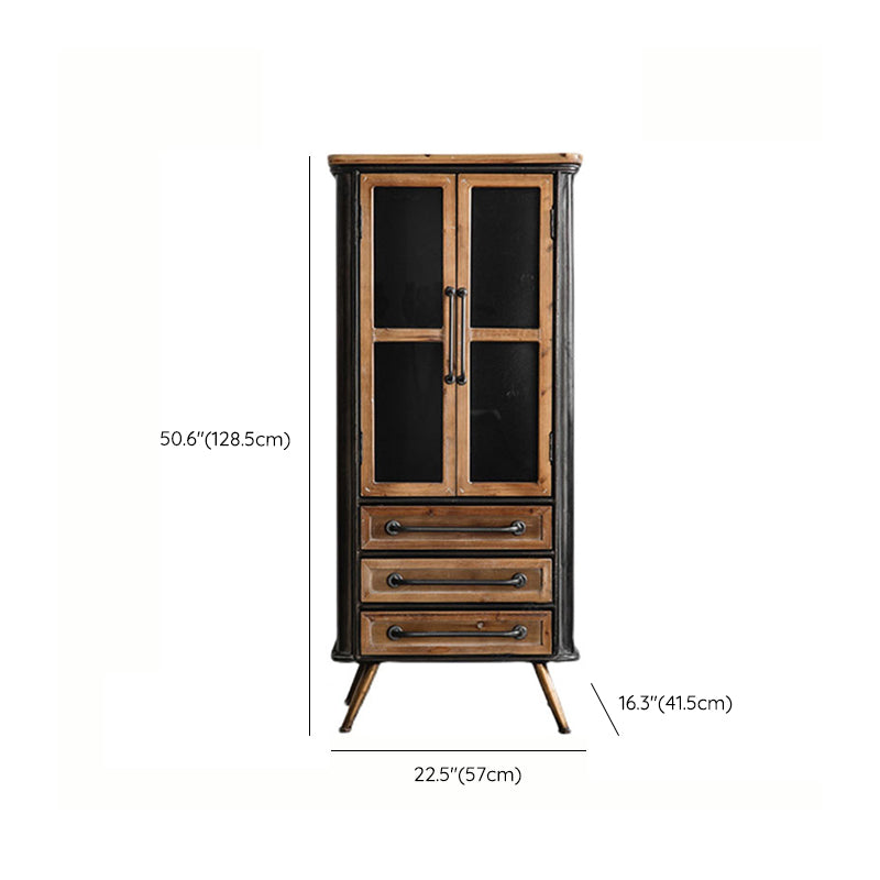 Glass Doors Display Stand Solid Wood Traditional Curio Cabinet