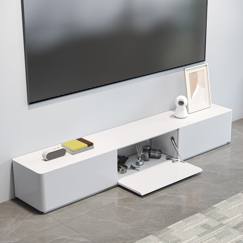 White Engineered Wood TV Console Contemporary Cable Management Media Console