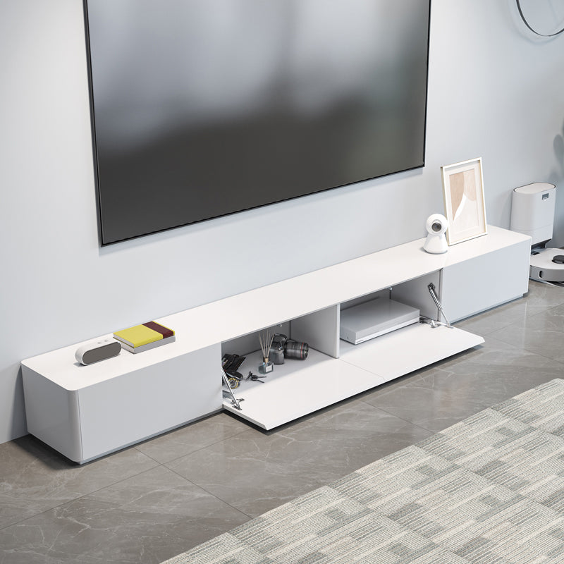 White Engineered Wood TV Console Contemporary Cable Management Media Console