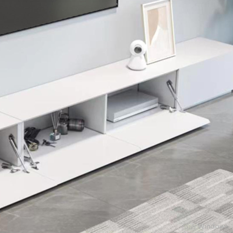 White Engineered Wood TV Console Contemporary Cable Management Media Console