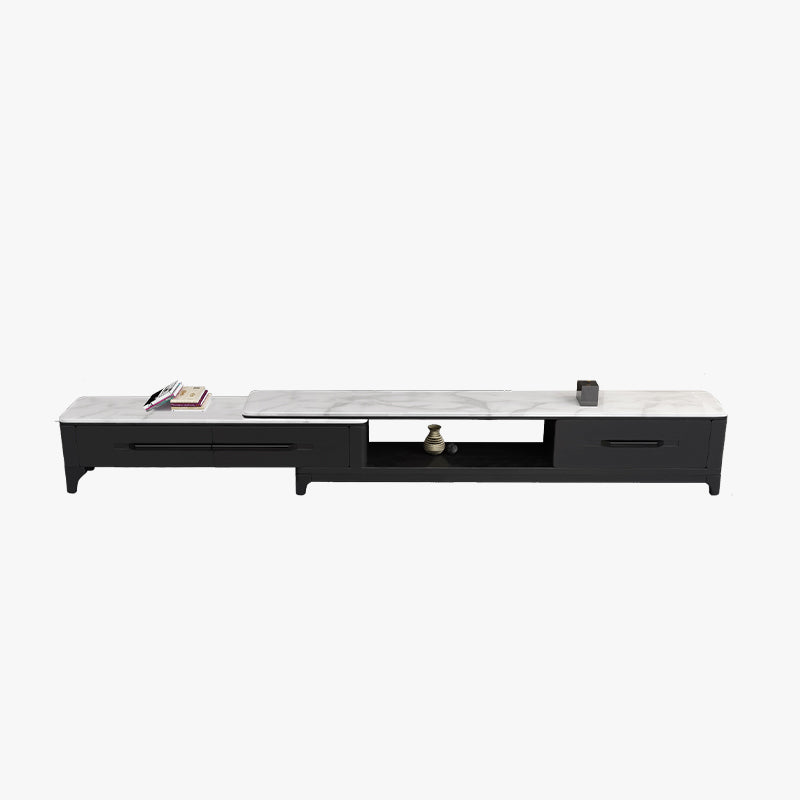 2 Drawers TV Console Modern Stone Media Console with Splayed Wooden Legs