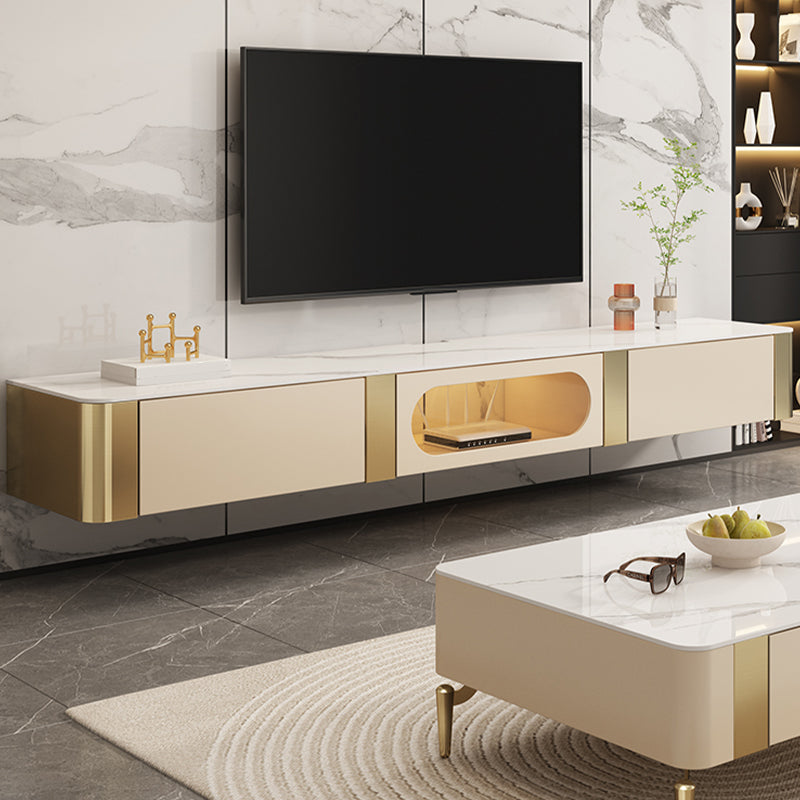 Contemporary Media Console Stone TV Media Stand with Drawers