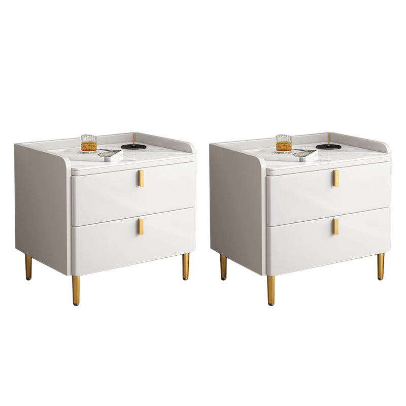 2 Drawer Contemporary Accent Table Nightstand Antique Finish Bed Nightstand with Legs