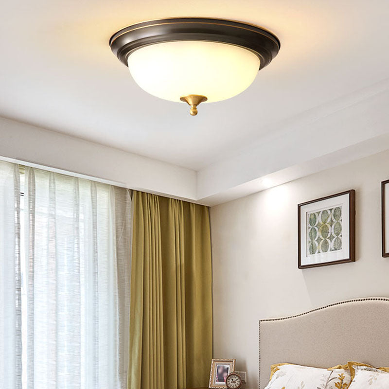 American Style Ceiling Light Dome Shape Ceiling Lamp with Glass Shade for Living Room