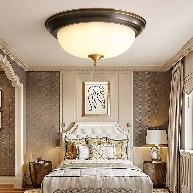 American Style Ceiling Light Dome Shape Ceiling Lamp with Glass Shade for Living Room