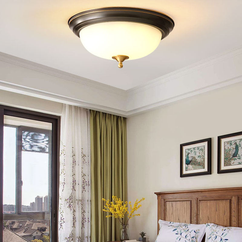 American Style Ceiling Light Dome Shape Ceiling Lamp with Glass Shade for Living Room