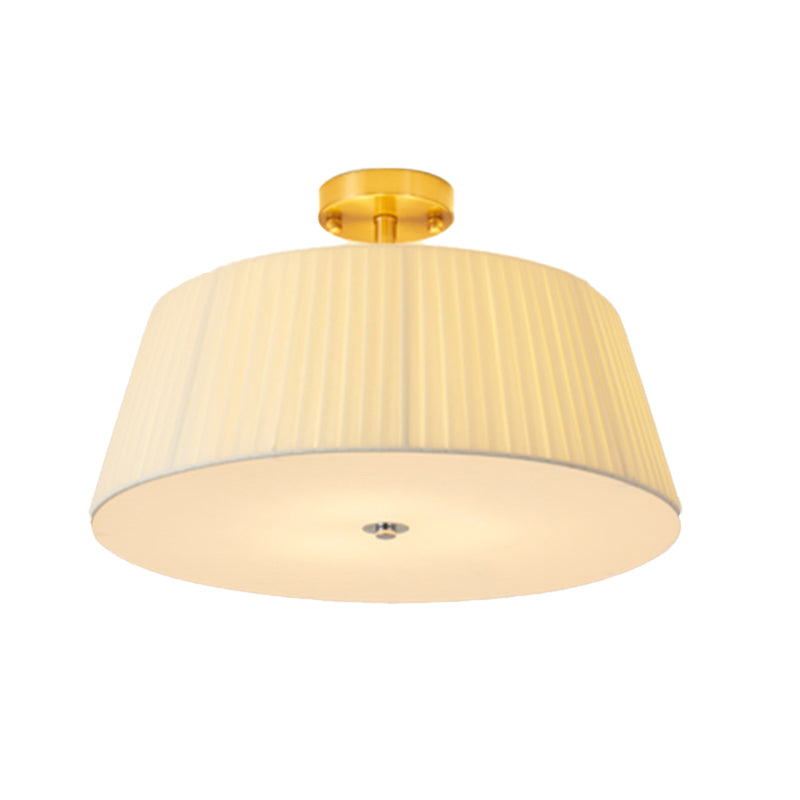 American Style Ceiling Light Cylinder Shape Ceiling Lamp with Fabric Shade for Living Room