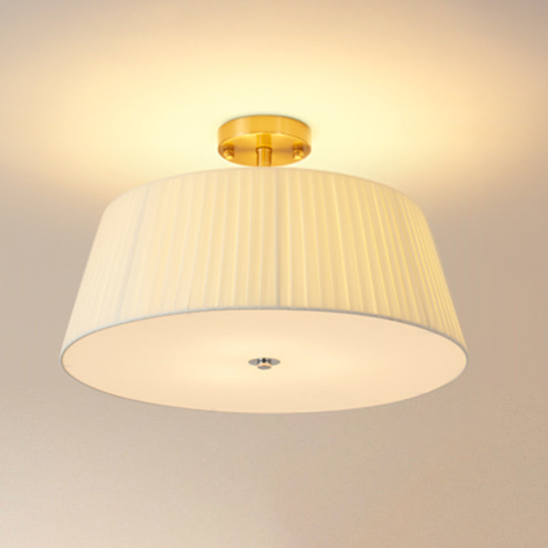 American Style Ceiling Light Cylinder Shape Ceiling Lamp with Fabric Shade for Living Room