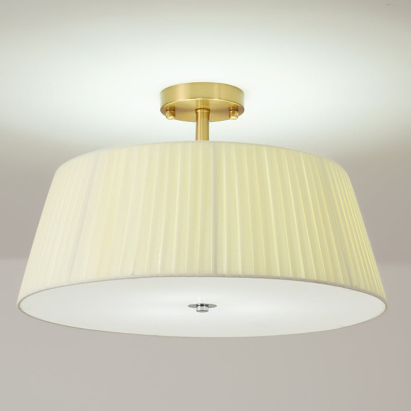 American Style Ceiling Light Cylinder Shape Ceiling Lamp with Fabric Shade for Living Room