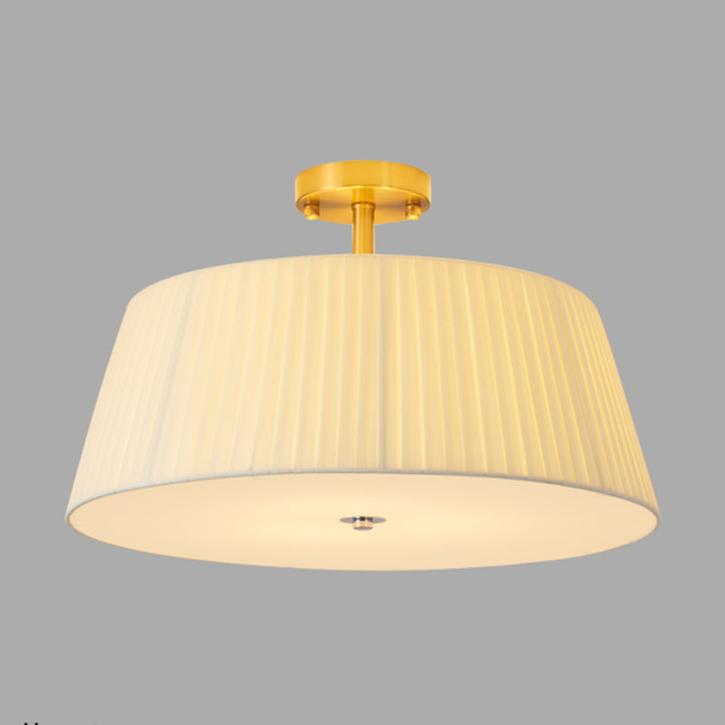 American Style Ceiling Light Cylinder Shape Ceiling Lamp with Fabric Shade for Living Room