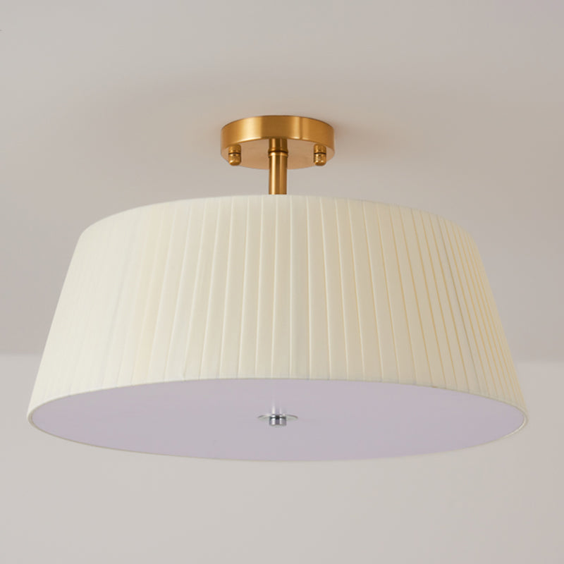 American Style Ceiling Light Cylinder Shape Ceiling Lamp with Fabric Shade for Living Room