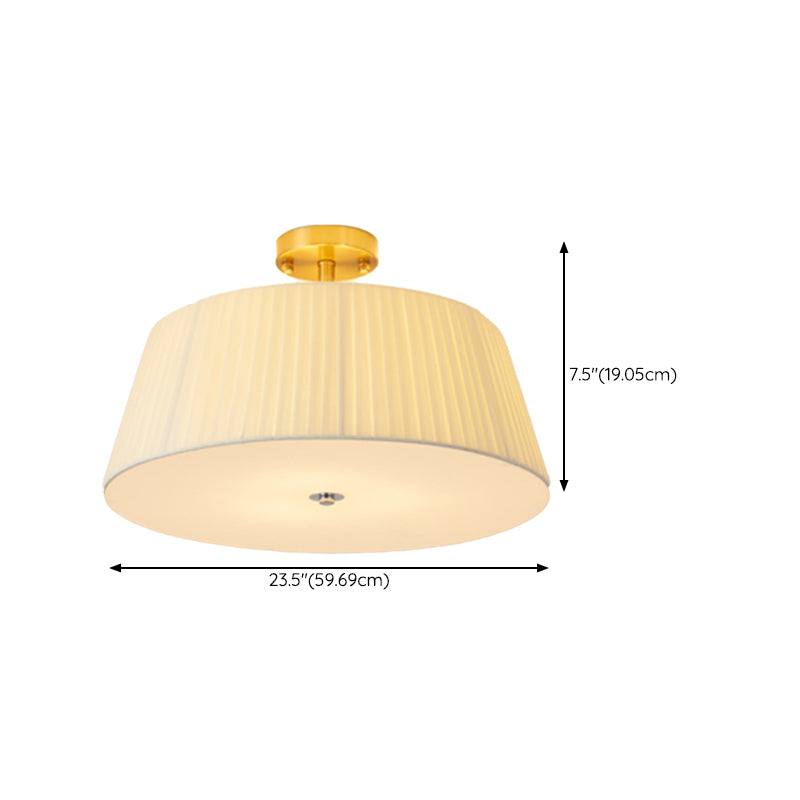 American Style Ceiling Light Cylinder Shape Ceiling Lamp with Fabric Shade for Living Room