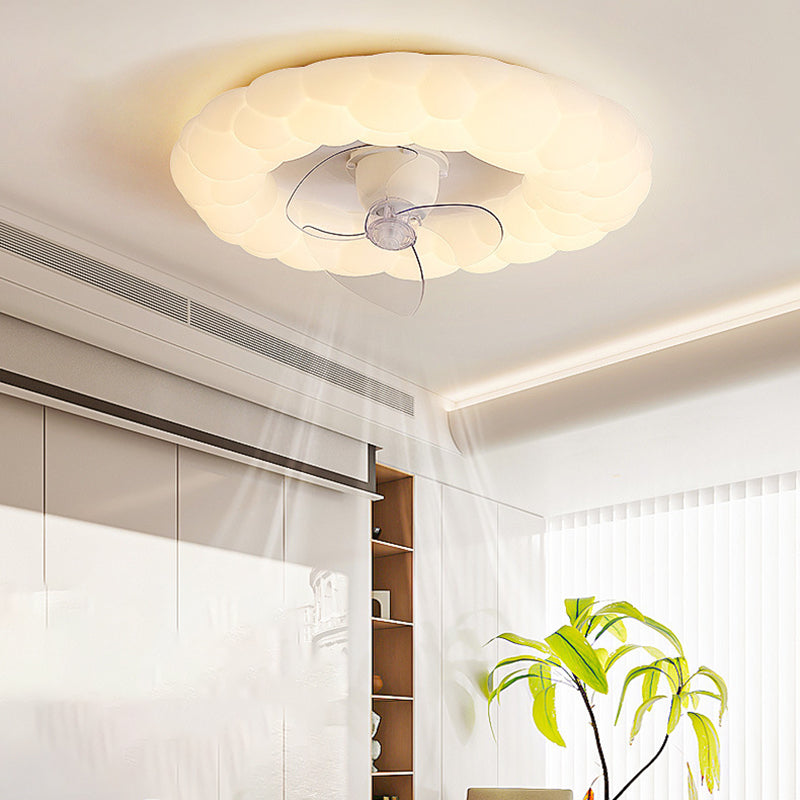 3-Blade Modernism Ceiling Fan LED White Fan with Light for Restaurant