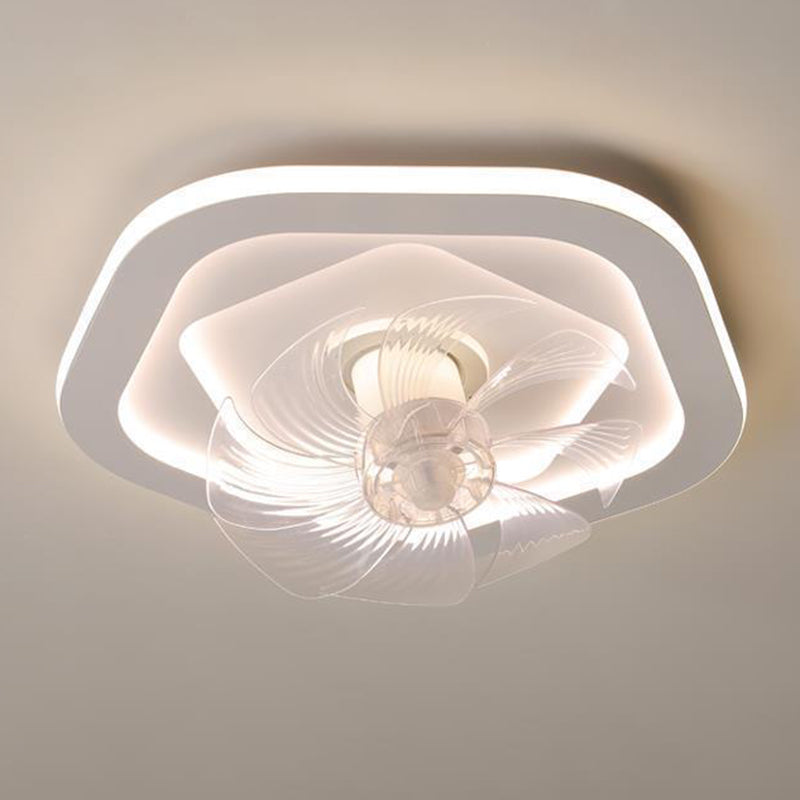 7-Blade Ceiling Fan Metallic Modernism LED Fan with Light for Hallway