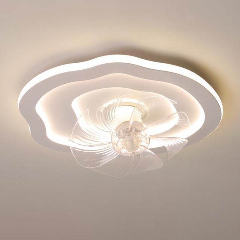 7-Blade Ceiling Fan Metallic Modernism LED Fan with Light for Hallway