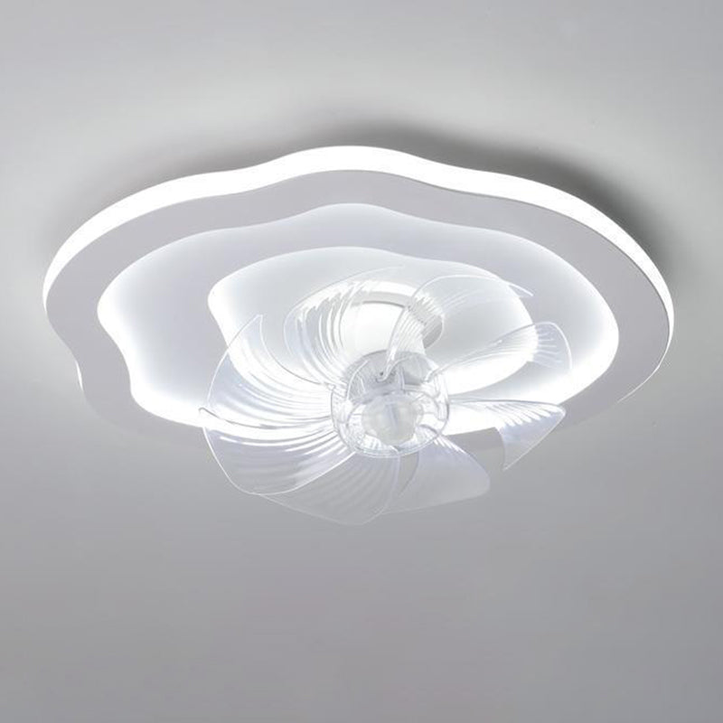 7-Blade Ceiling Fan Metallic Modernism LED Fan with Light for Hallway