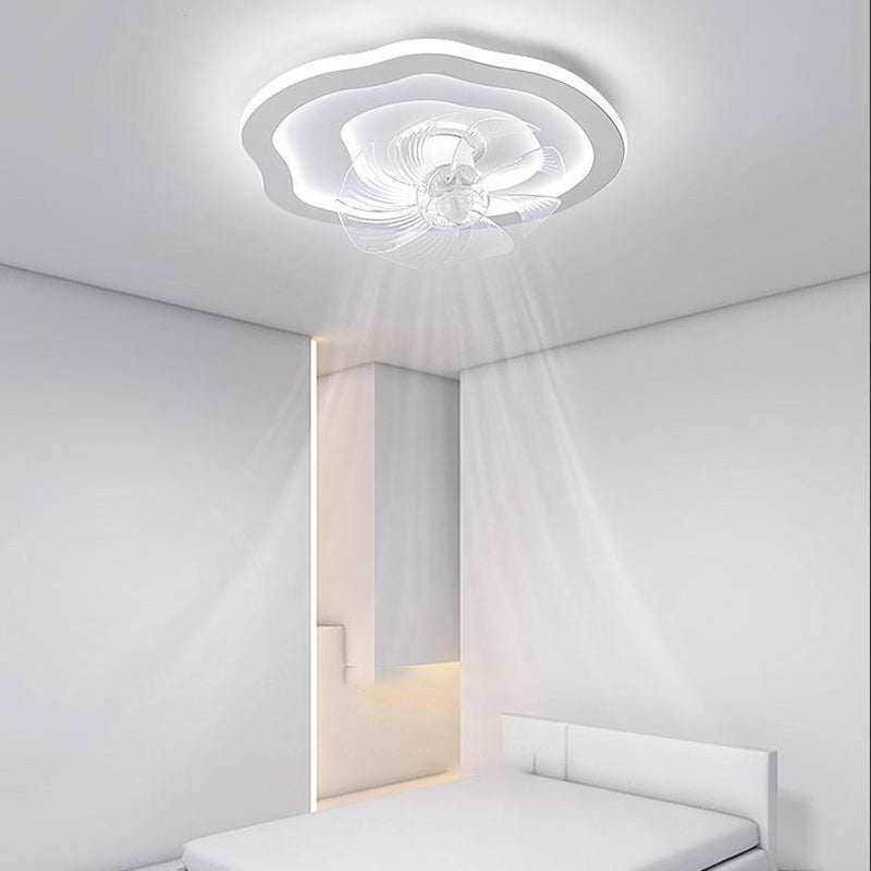 7-Blade Ceiling Fan Metallic Modernism LED Fan with Light for Hallway