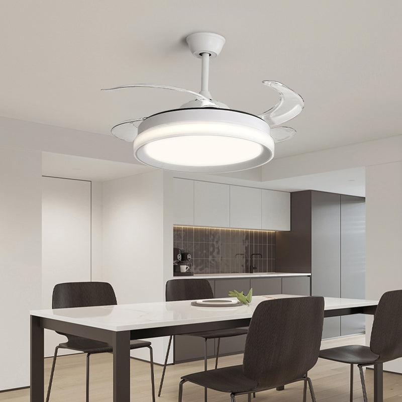 Modern 1 - Light Ceiling Fan Light in Matte White Iron and Acrylic Fan Light Fixture