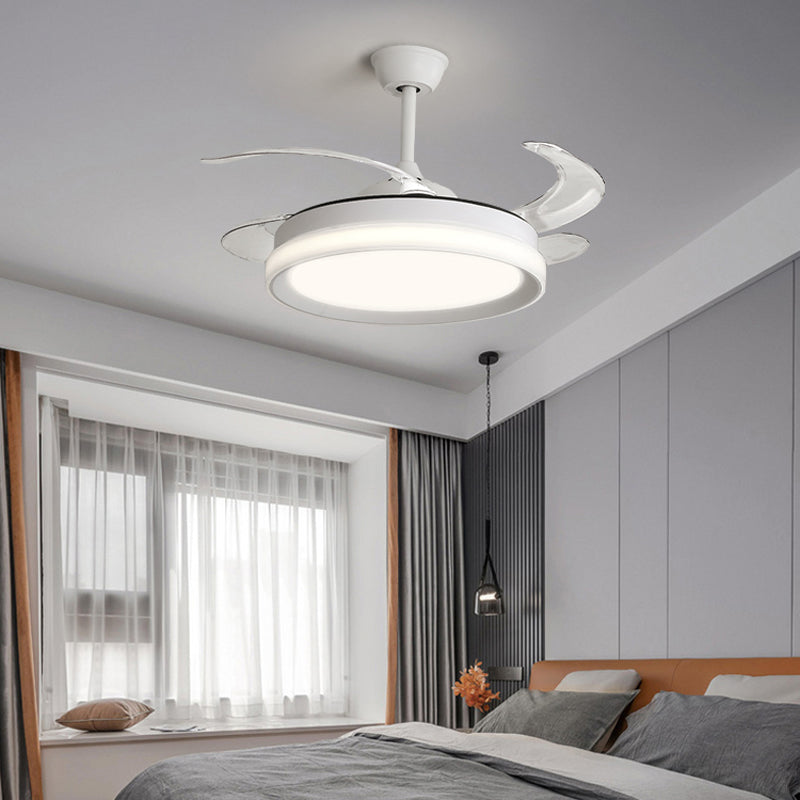 Modern 1 - Light Ceiling Fan Light in Matte White Iron and Acrylic Fan Light Fixture