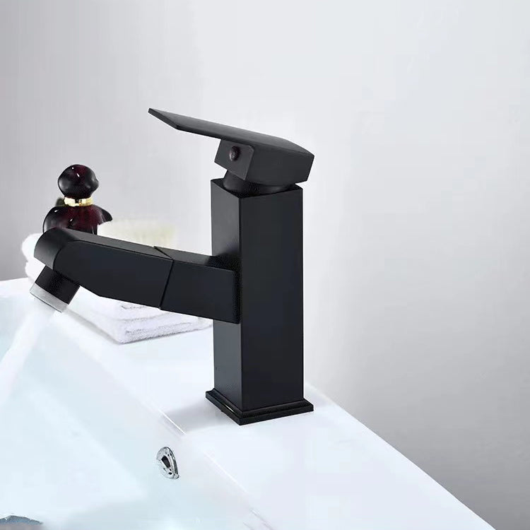 Lever Handle Faucet Contemporary Pull-out Faucet for Bathroom
