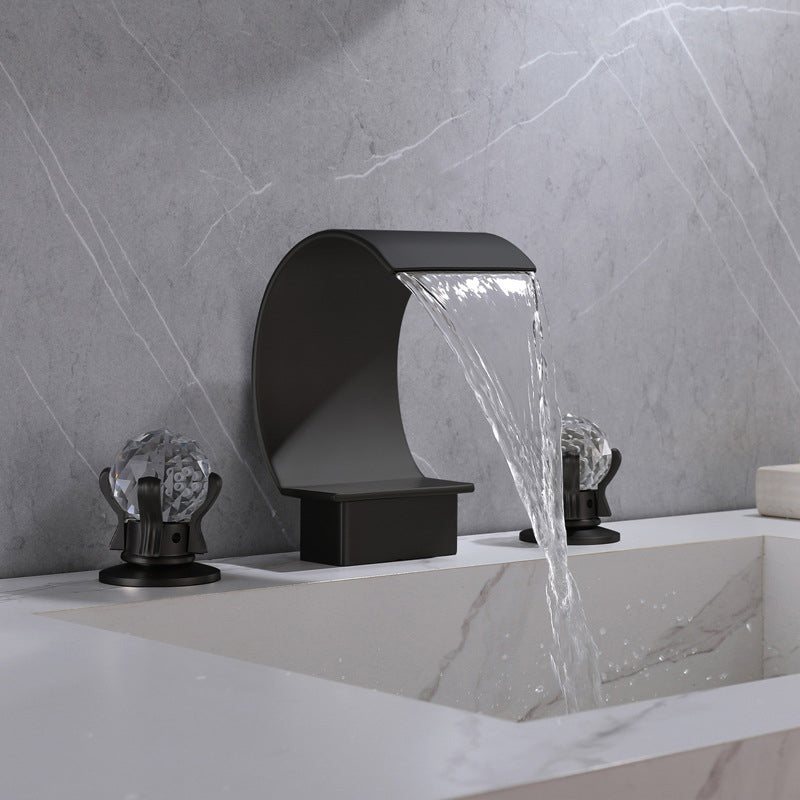 Light Luxury Basin Faucet Waterfall Spout Bathroom Faucet Knob Handle Sink Faucet
