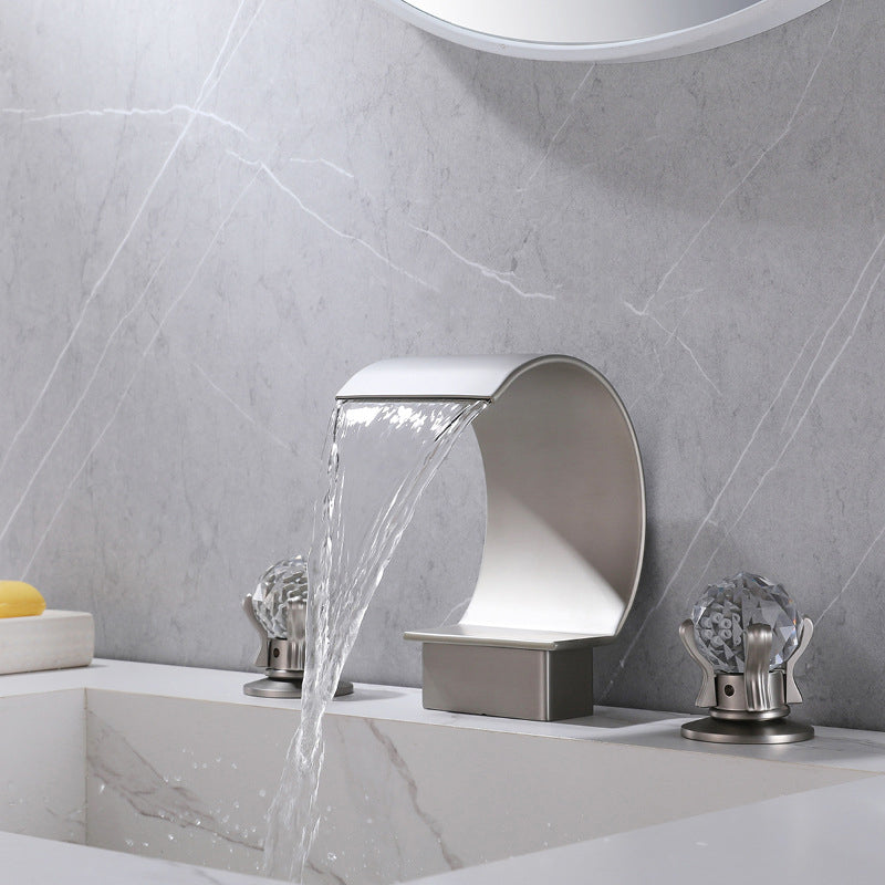 Light Luxury Basin Faucet Waterfall Spout Bathroom Faucet Knob Handle Sink Faucet