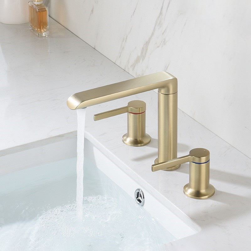 7.28" H Luxury Vanity Sink Faucet 3-hole Circular Bathroom Faucet